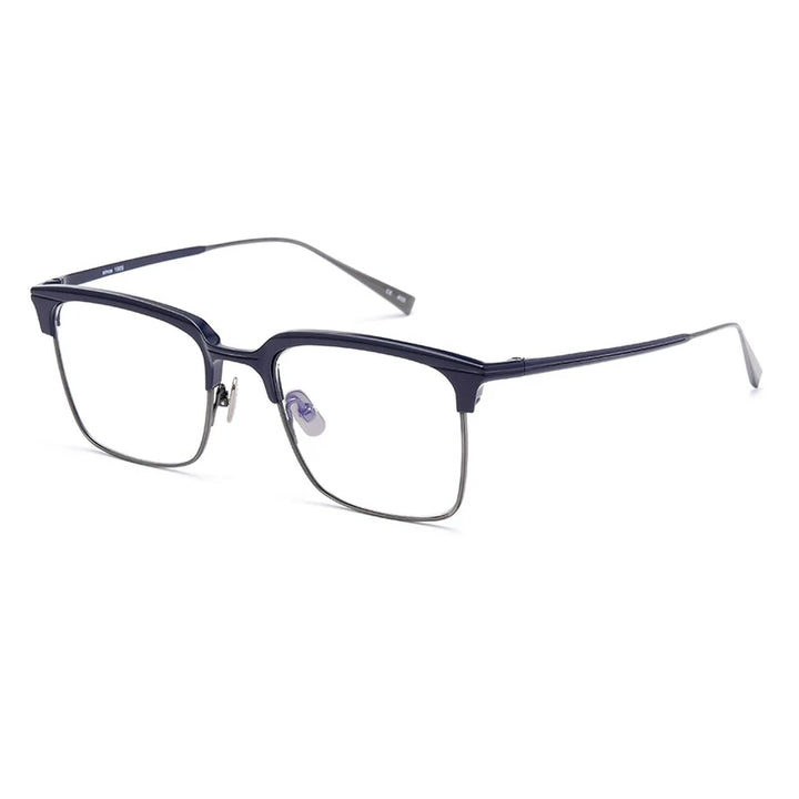 Hdcrafter Men's Full Rim Square Titanium Eyeglasses S1905 Full Rim Hdcrafter Eyeglasses Blue-Gun  