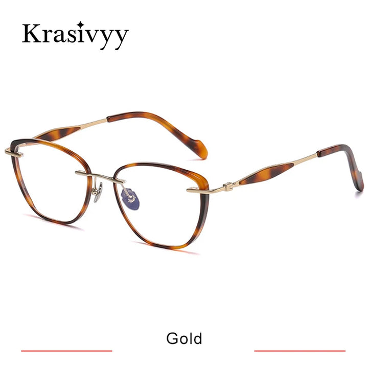 Krasivyy Unisex Full Rim Polygon Titanium Acetate Eyeglasses 316077