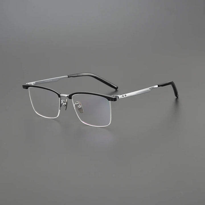 Black Mask Unisex Semi Rim Square Acetate Eyeglasses M875 Full Rim Black Mask Black-Silver  