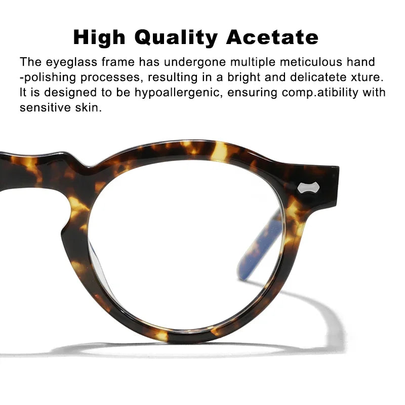 Hewei Unisex Full Rim Round Acetate Eyeglasses 14541 Full Rim Hewei   