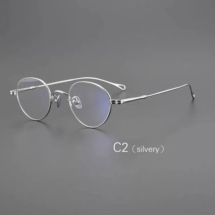 Yujo Unisex Full Rim Classic Pure Titanium Eyeglasses 07 — view 3 | Yujo at FuzWeb