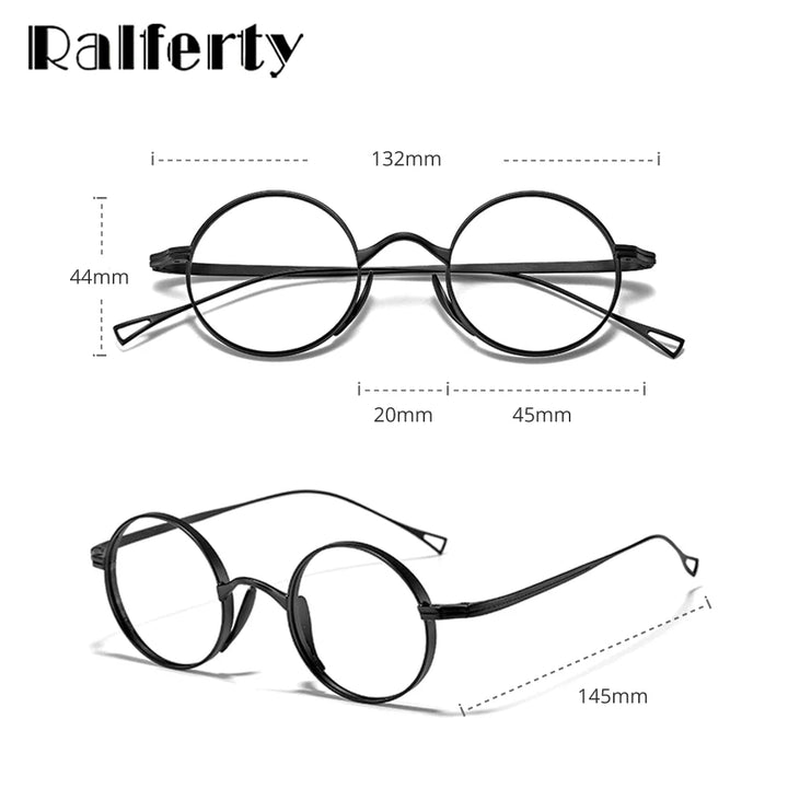 Ralferty Unisex Full Rim Round Titanium Prescription Eyeglasses X10518 - view 5