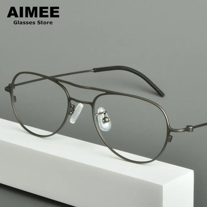 Aimee Unisex Full Rim Oval Double Bridge Titanium Eyeglasses 14507 Full Rim Aimee   