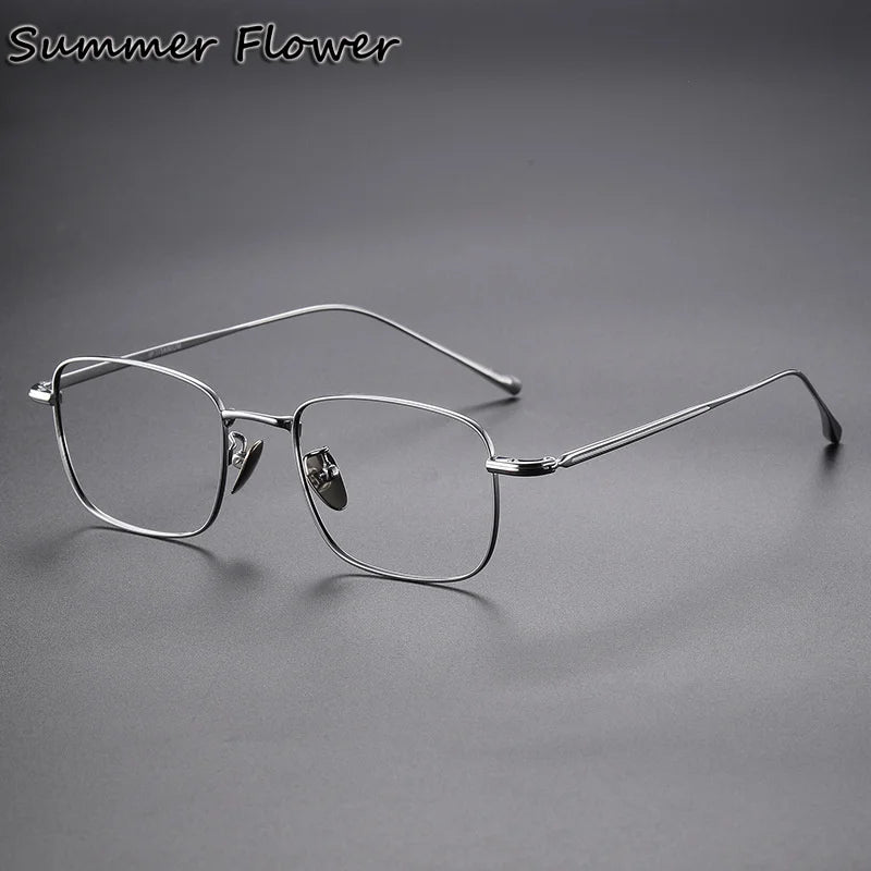 Summer Flower Unisex Full Rim Square Polygon Titanium Eyeglasses 618133