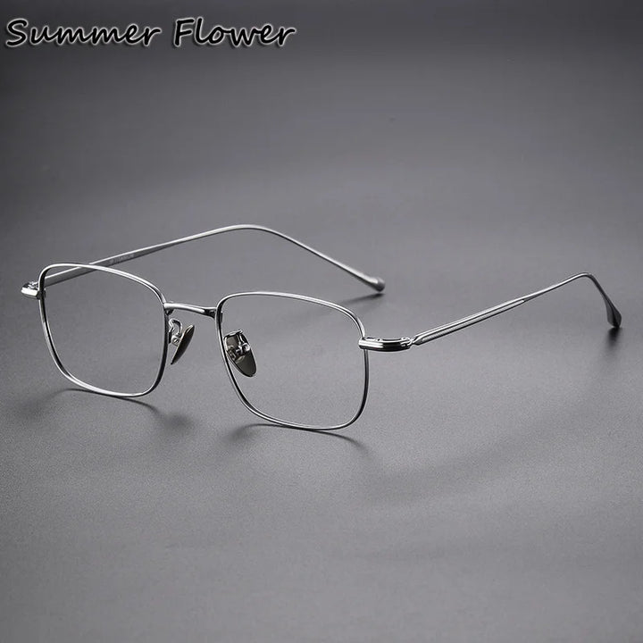 Summer Flower Unisex Full Rim Square Polygon Titanium Eyeglasses 618133