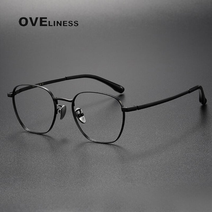 Oveliness Unisex Full Rim Square Titanium Eyeglasses 6014 Full Rim Oveliness black  