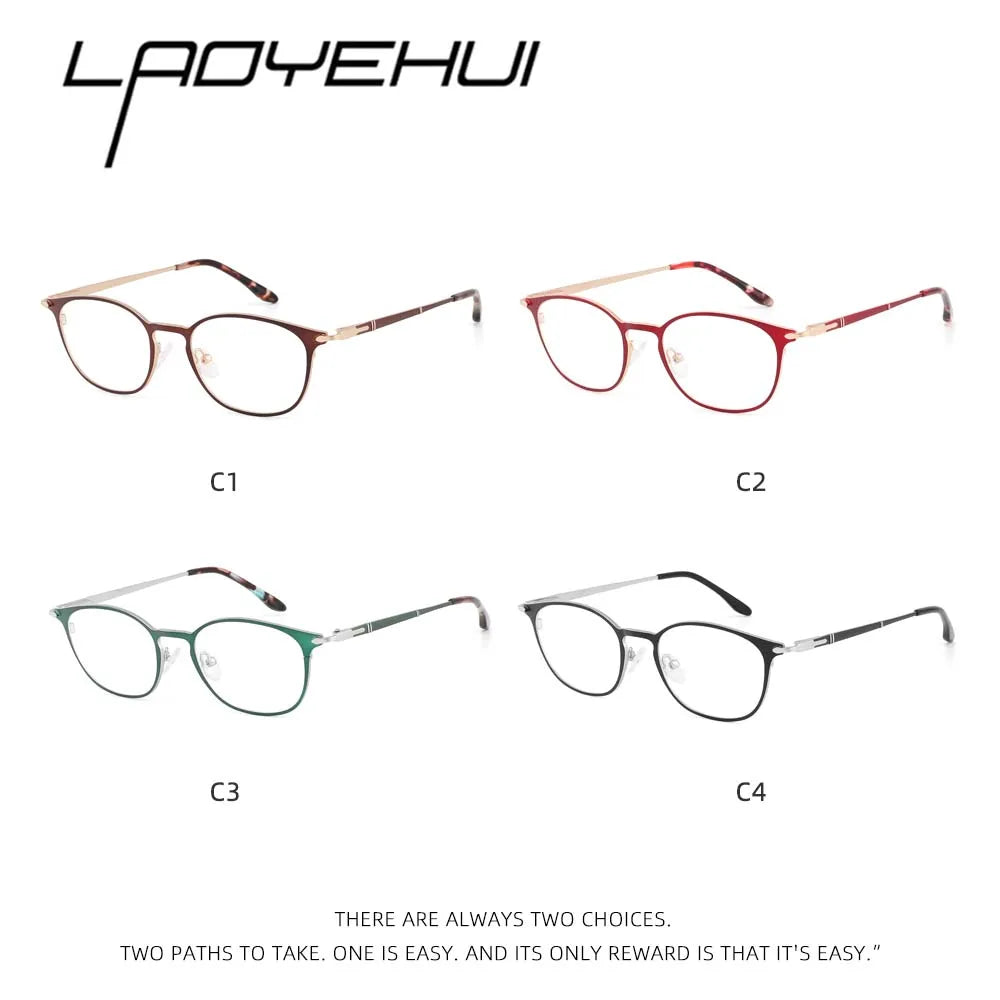 Laoyehui Women's Full Rim Round Alloy Acetate Reading Glasses L8973 Reading Glasses Laoyehui   