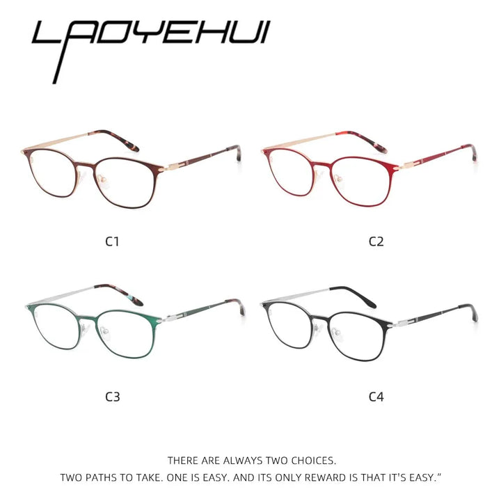 Laoyehui Women's Full Rim Round Alloy Acetate Reading Glasses L8973 Reading Glasses Laoyehui   