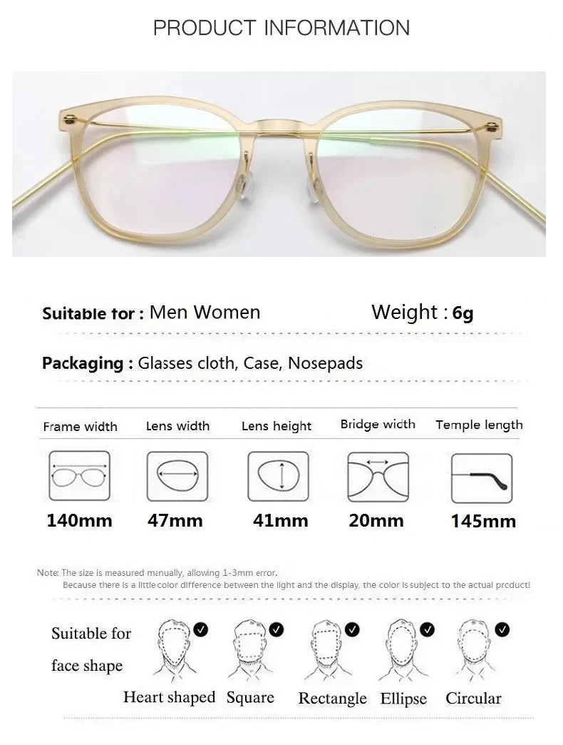 Bobbie Unisex Full Rim Square Acetate Titanium Eyeglasses 596609