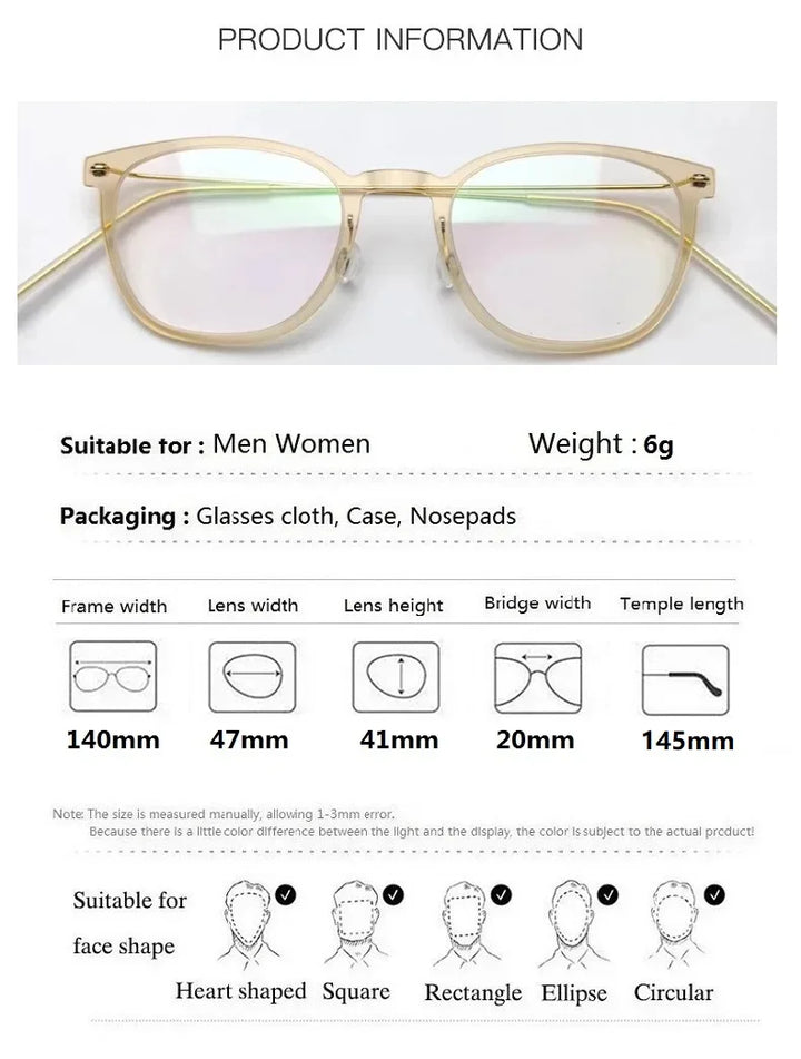 Bobbie Unisex Full Rim Square Acetate Titanium Eyeglasses 596609