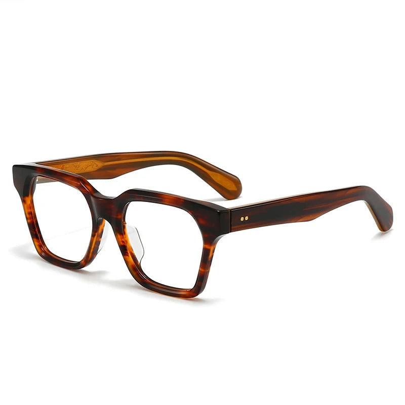 Black Mask Unisex Full Rim Polygon Square Acetate Eyeglasses 443064 Full Rim Black Mask Tortoise