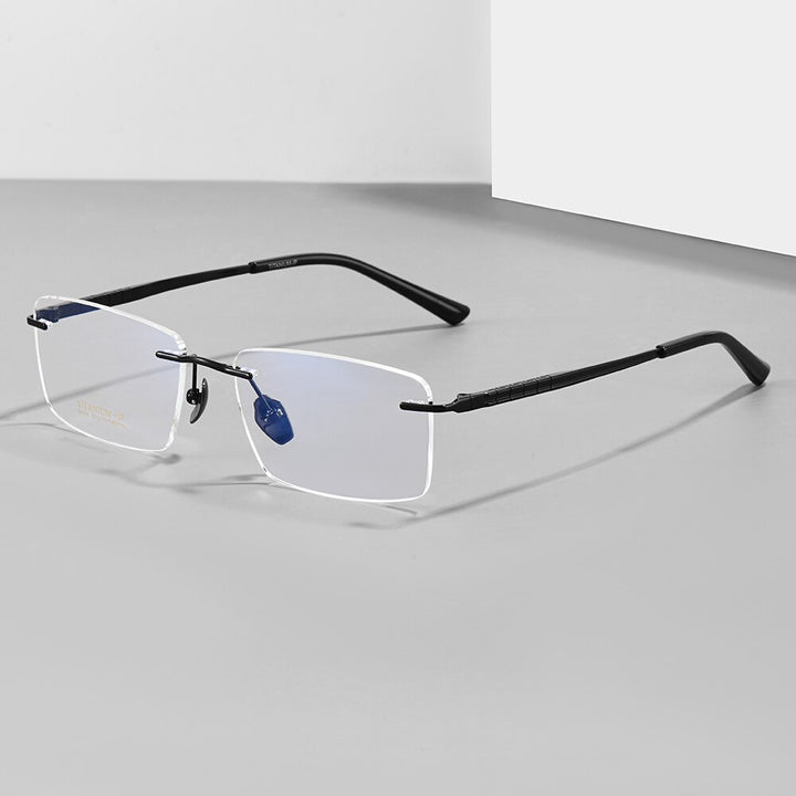 Gmei Men's Rimless Rectangle Titanium Eyeglasses 91104 Rimless Gmei Optical   