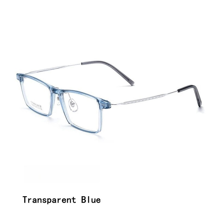 KatKani Unisex Full Rim Square Tr 90 Titanium Eyeglasses 16103x Full Rim KatKani Eyeglasses Transparent Blue  