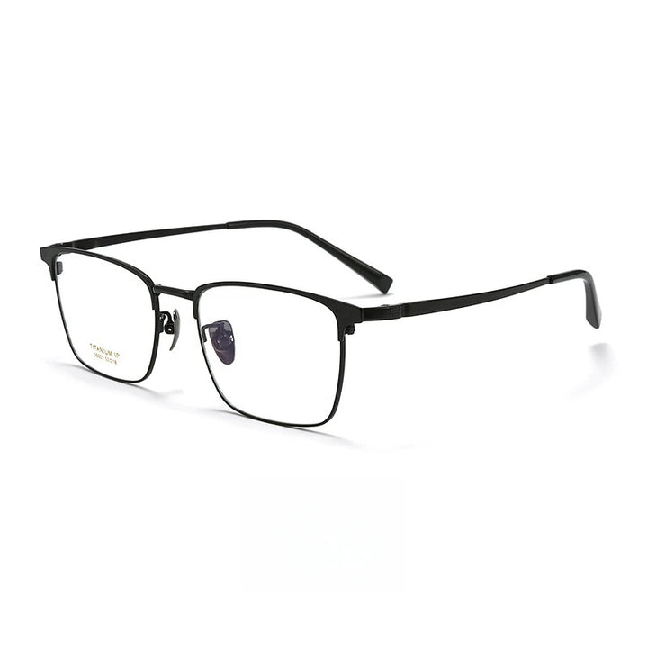 Yimaruili Men's Full Rim Square Titanium Eyeglasses Y26003 Full Rim Yimaruili Eyeglasses Black  