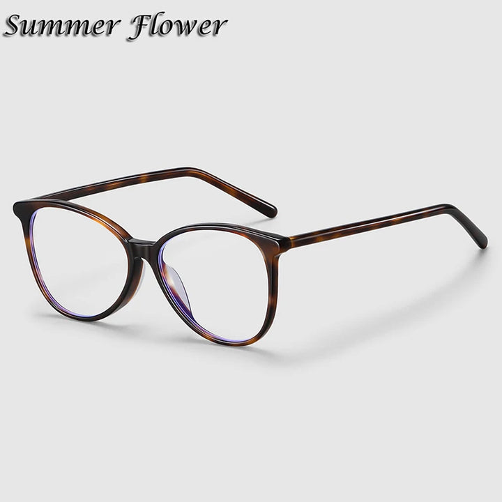 Summer Flower Women's Full Rim Oval Square Acetate Eyeglasses 82135 Full Rim Summer Flower Amber