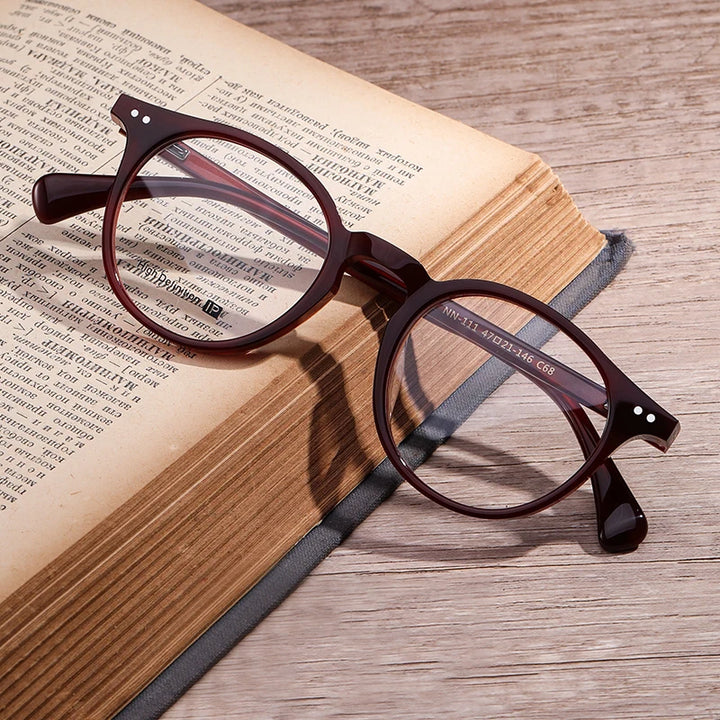 Black Mask Women's Full Rim Round Acetate Eyeglasses 934111