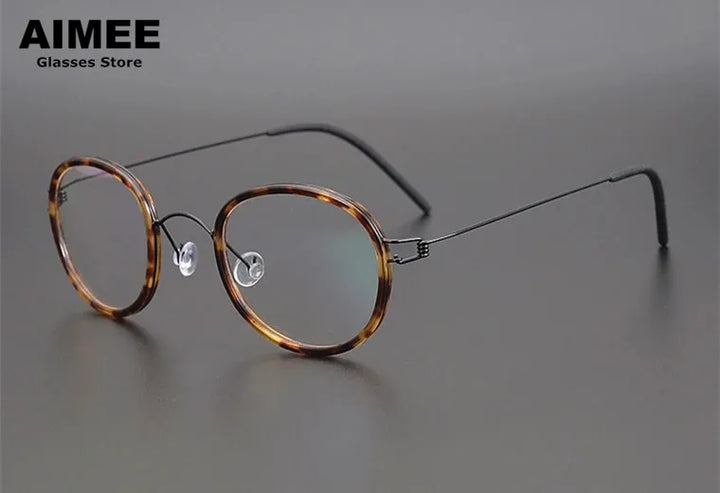 Aimee Women's Full Rim Round Acetate Titanium Eyeglasses 47145