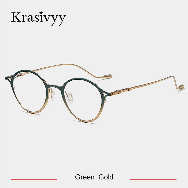 Krasivyy Unisex Full Rim Round Screwless Titanium Eyeglasses 45926