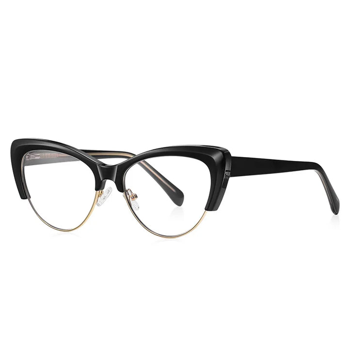 CCspace Unisex Full Rim Square Cat Eye Tr 90 Titanium Eyeglasses 57455 Full Rim CCSpace Black  