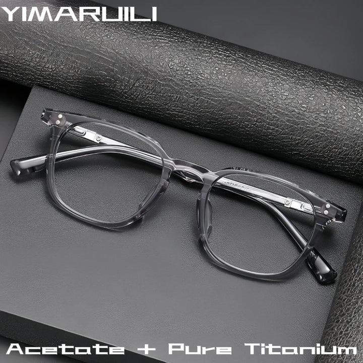 Yimaruil Unisex Full Rim Square Titanium Acetate Eyeglasses 22003