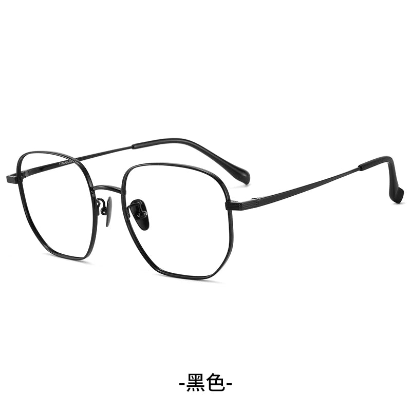 Reven Jate Unisex Full Rim Polygon Oval Titanium Eyeglasses 86683