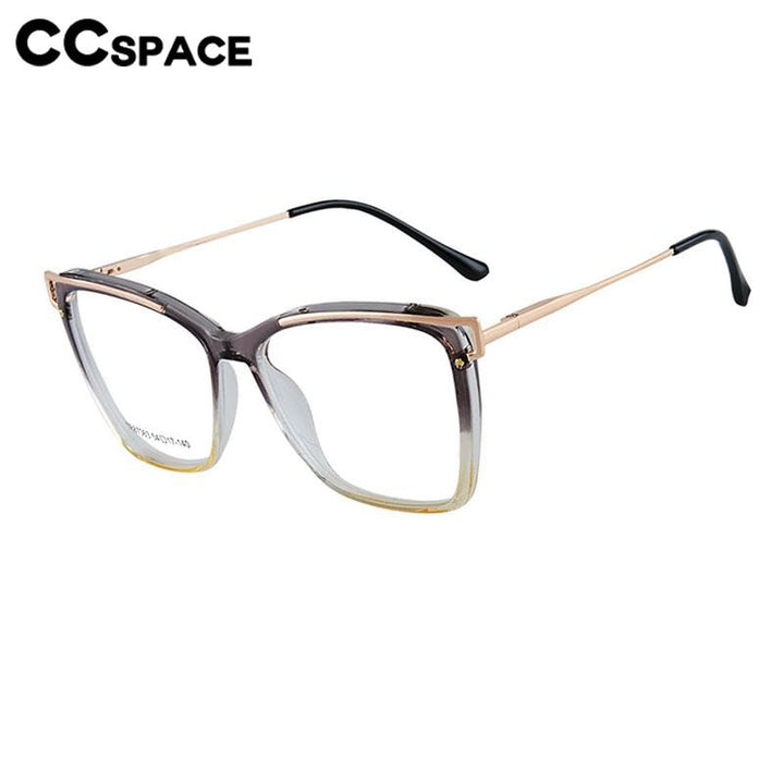 CCSpace Women's Full Rim Square Tr 90 Titanium Eyeglasses 56794 Full Rim CCspace   