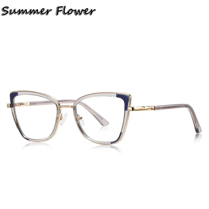 Summer Flower Women's Full Rim Cat Eye Tr 90 Alloy Eyeglasses 31337