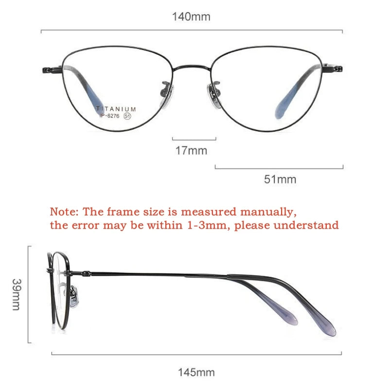 Yimaruili Women's Full Rim Oval Cat Eye Titanium Eyeglasses 62761