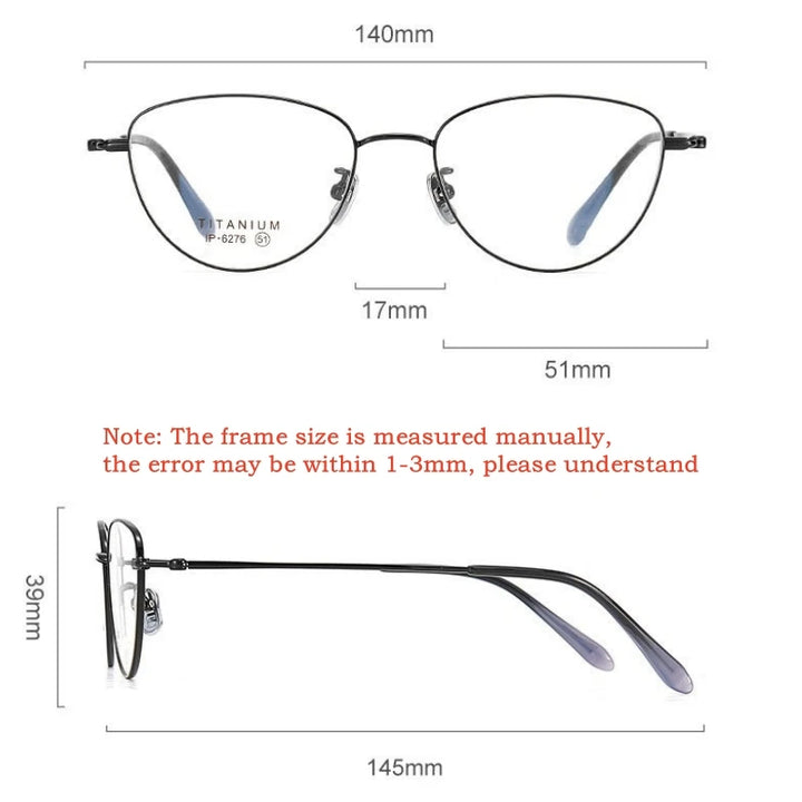 Yimaruili Women's Full Rim Oval Cat Eye Titanium Eyeglasses 62761
