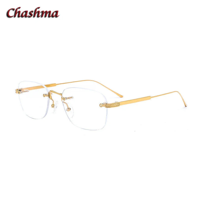 Chashma Ochki Unisex Rimless Small Oval Titanium Eyeglasses 0228 Rimless Chashma Ochki Gold  