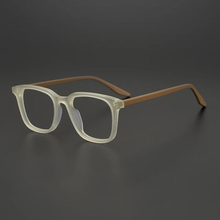 Black Mask Men's Full Rim Square Acetate Eyeglasses 9020 Full Rim Black Mask Beige-Brown  