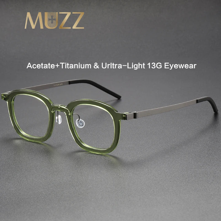 Muzz Unisex Full Rim Square Titanium Acetate Eyeglasses M1050 Full Rim Muzz   