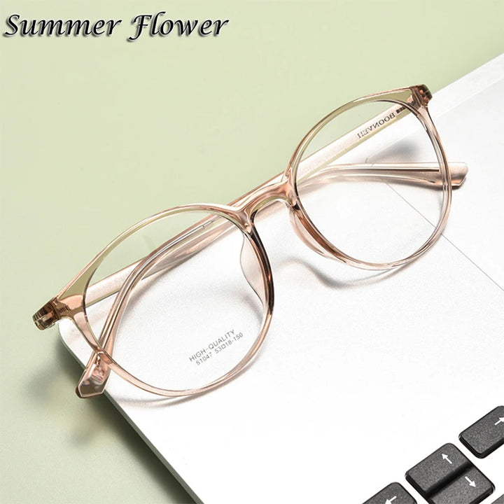 Summer Flower Women's Full Rim Round Tr 90 Titanium Eyeglasses 651047