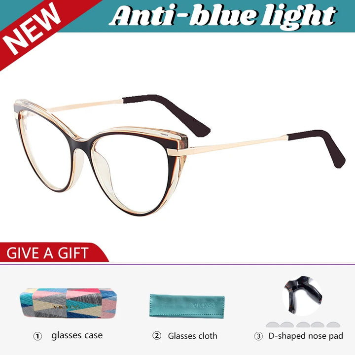 Vicky Women's Full Rim Oval Cat Eye Tr 90 Alloy Reading Glasses 87025