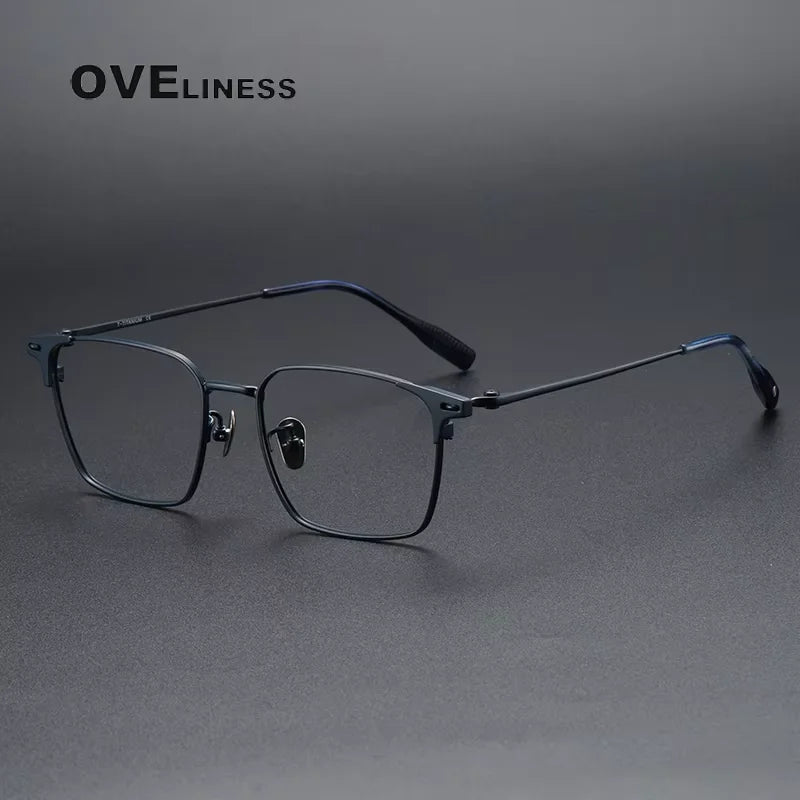 Oveliness Women's Full Rim Square Titanium Eyeglasses 81004 Full Rim Oveliness blue