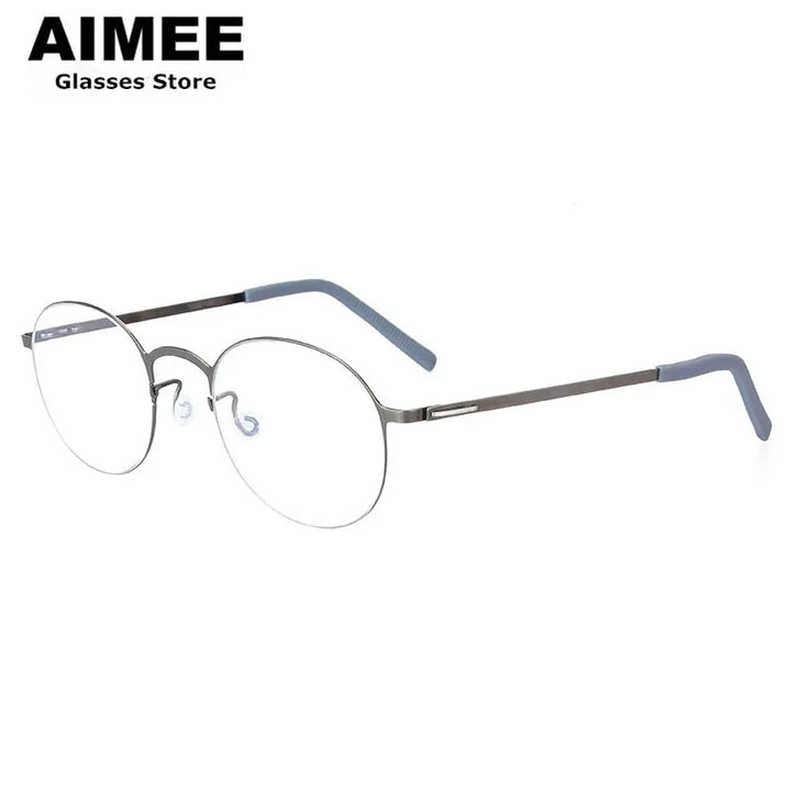 Aimee Women's Full Rim Round Screwless Titanium Eyeglasses 198808