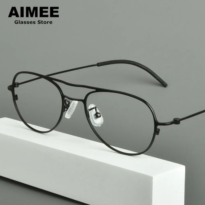 Aimee Unisex Full Rim Oval Double Bridge Titanium Eyeglasses 14507 Full Rim Aimee   