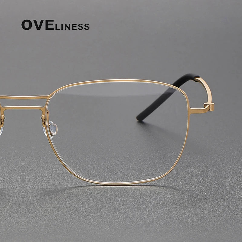 Oveliness Unisex Full Rim Square Double Bridge Titanium Eyeglasses O5524 Full Rim Oveliness   