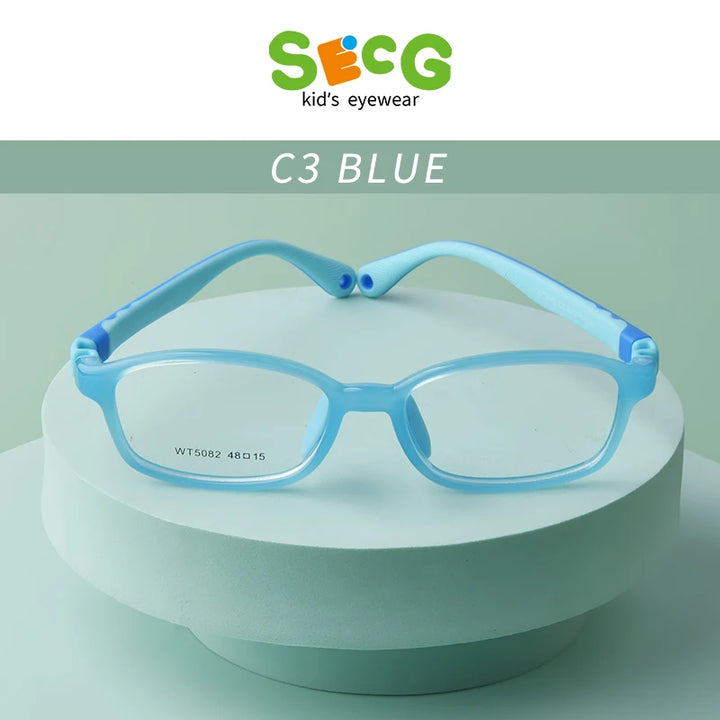 Secg Unisex Youth's Full Rim Square Tr 90 Silicone Eyeglasses 5082 Full Rim Secg C3 BLUE  