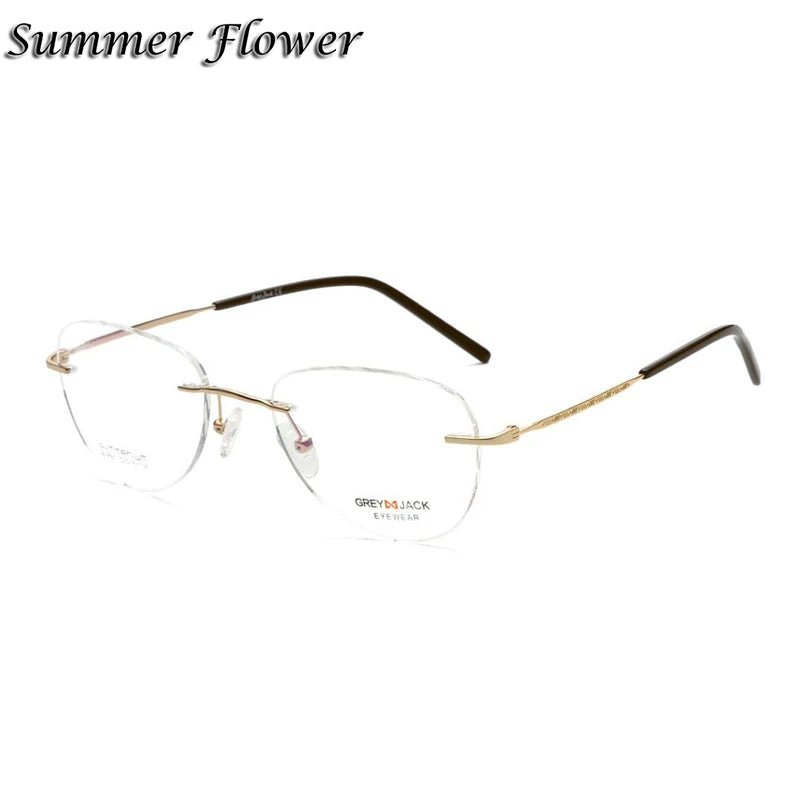 Summer Flower Women's Rimless Oval Round Steel Eyeglasses 91811