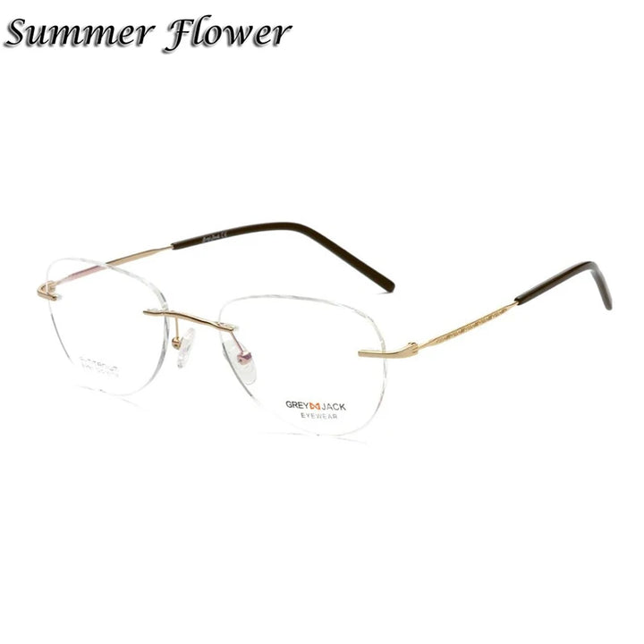 Summer Flower Women's Rimless Oval Round Steel Eyeglasses 91811