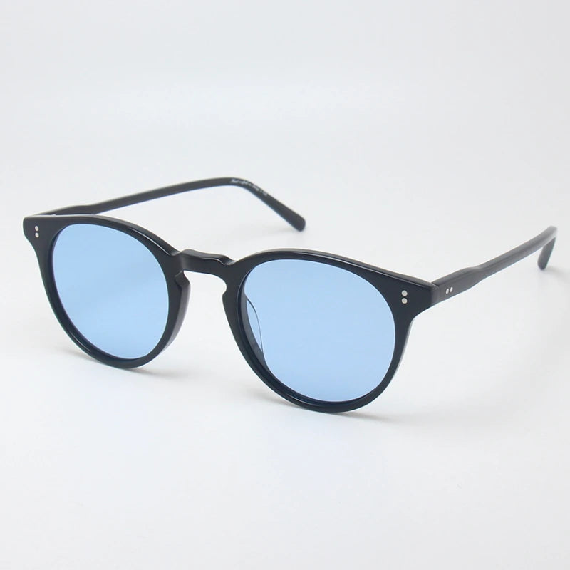 Black Mask Unisex Full Rim Round Acetate Polarized Sunglasses BM-5183S