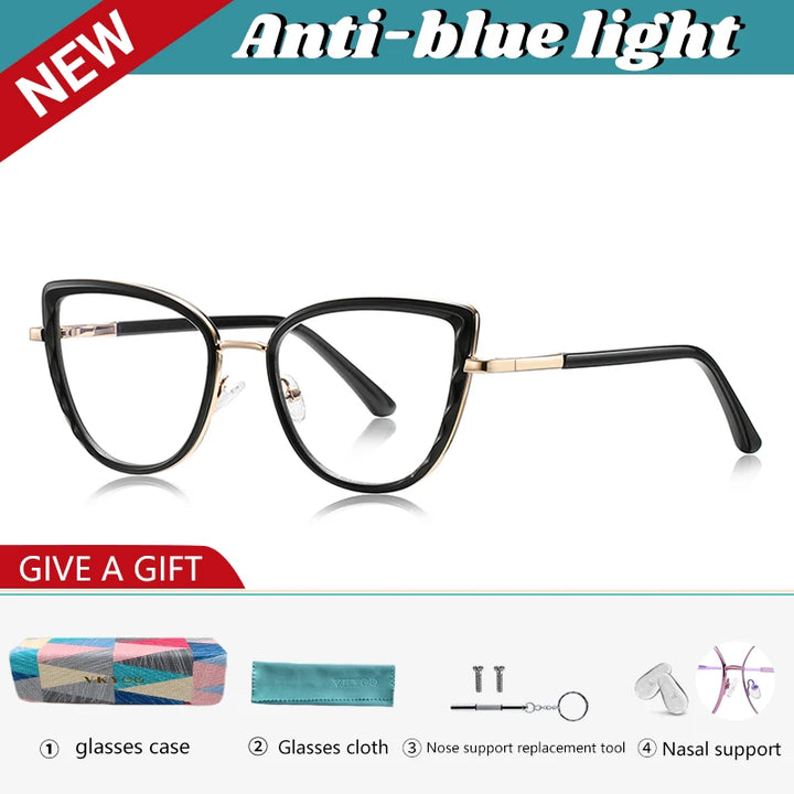 Vicky Women's Full Rim Butterfly Tr 90 Alloy Reading Glasses 31514