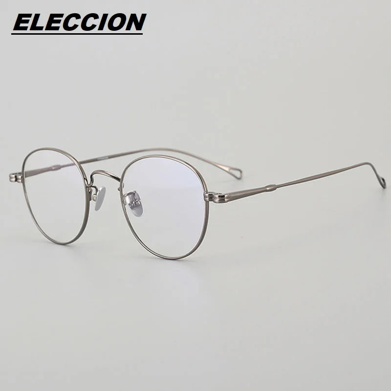 Eleccion Unisex Full Rim Oval Round Titanium Eyeglasses 44303 Full Rim Eleccion Gray CHINA