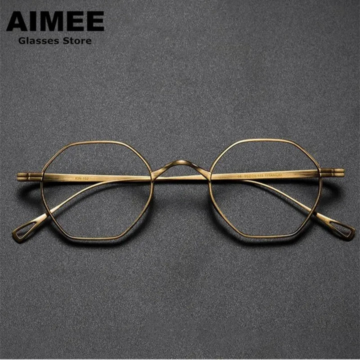 Aimee Unisex Full Rim Small Hexagon Titanium Eyeglasses 112152 Full Rim Aimee   