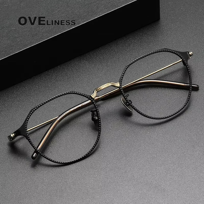 Oveliness Unisex Full Rim Flat Top Square Oval Titanium Eyeglasses 14121 Full Rim Oveliness   