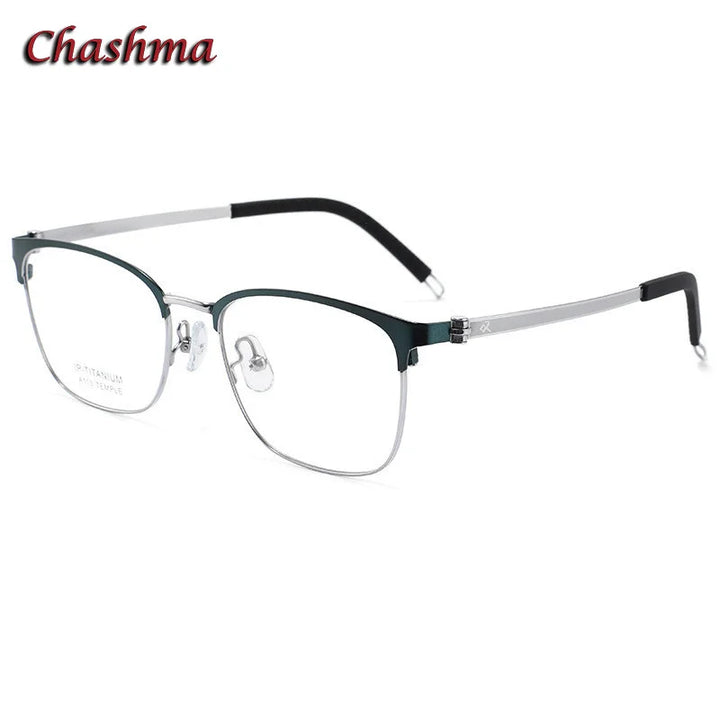 Chashma Ochki Unisex Full Rim Square Titanium Eyeglasses 11305 Full Rim Chashma Ochki Gray  