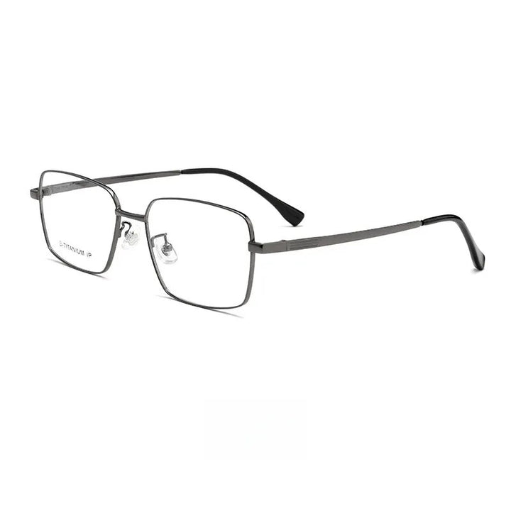 Yimaruili Men's Full Rim Square Titanium Alloy Eyeglasses Mc82232t Full Rim Yimaruili Eyeglasses Gun  