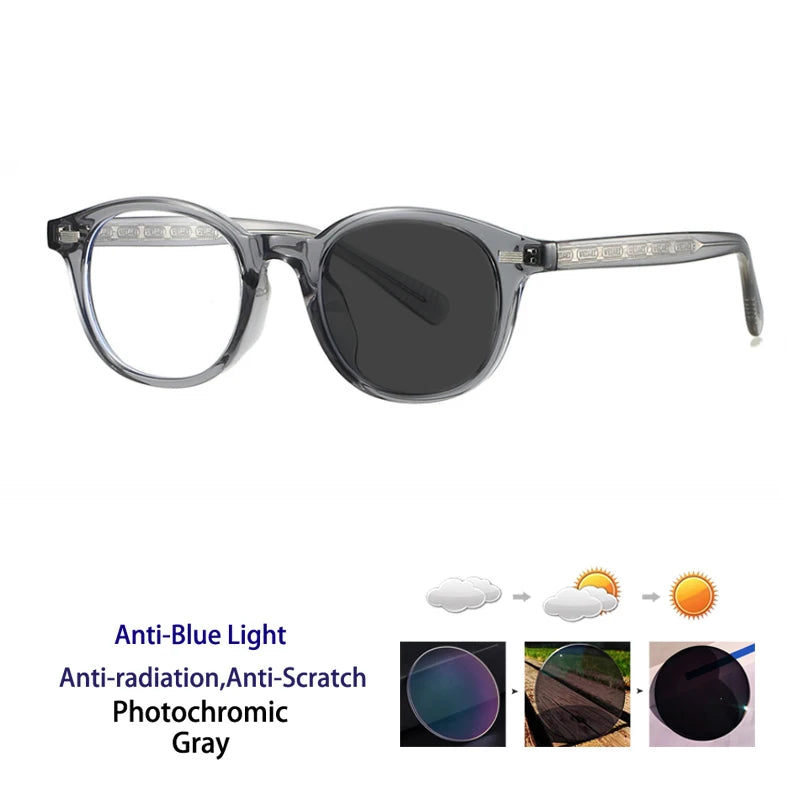 Kocolior Unisex Full Rim Round Tr 90 Photochromic Reading Glasses 28017