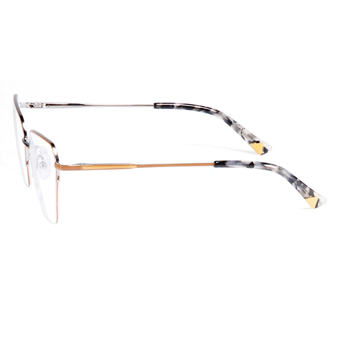 Esnbie Women's Semi Rim Square Alloy Acetate Eyeglasses 80321 Semi Rim Esnbie   